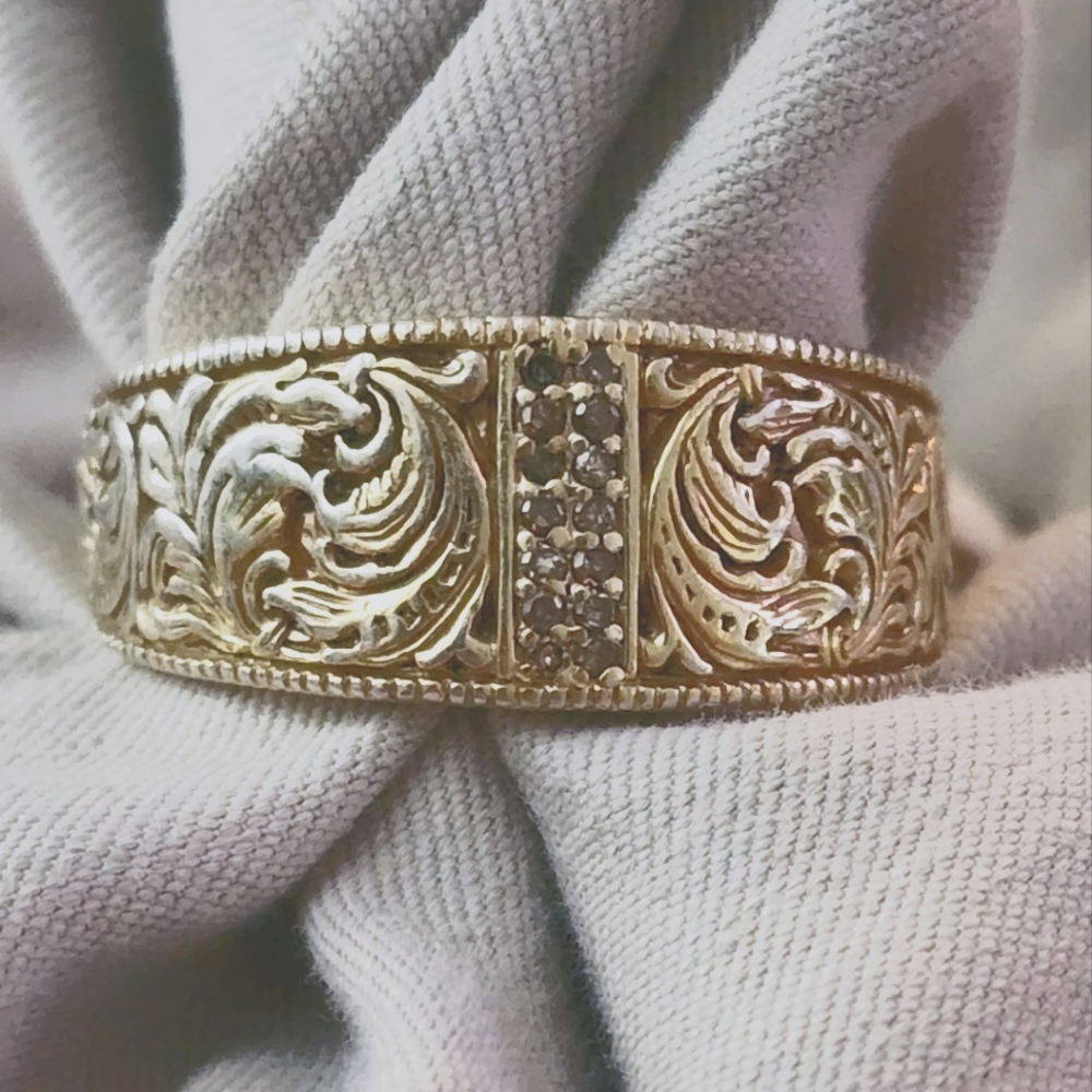 "Pride Of The West" Whiskey-Colored Diamond Engraved Ring
